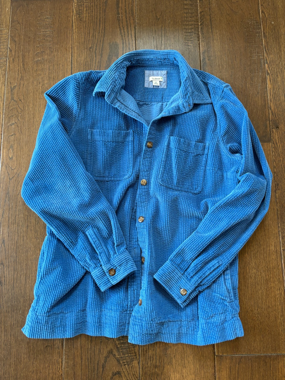 L.L. Bean Blue Corduroy Button-Down Shirt Jacket